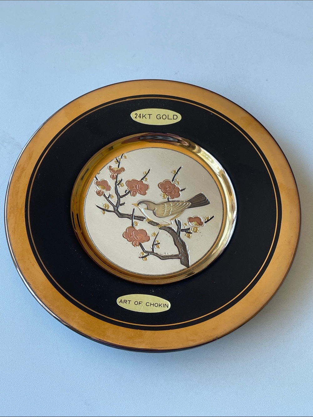 The Art of Chokin 24k Gold Bird Plate 5.5”